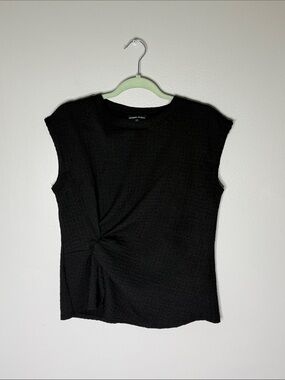 Modern Works Black Knot-Front Cap Sleeve Top Size Medium